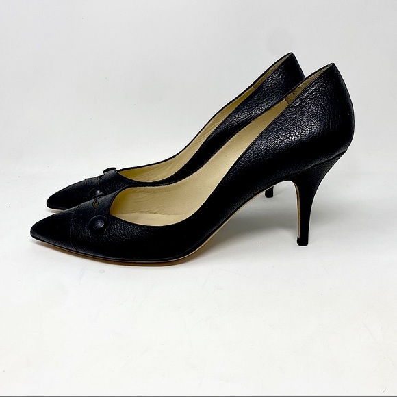 🚨FINAL🚨Jimmy CHOO Black Leather Button Pumps Size 40🚨FINAL PRICEDROP🚨 - Picture 6 of 6